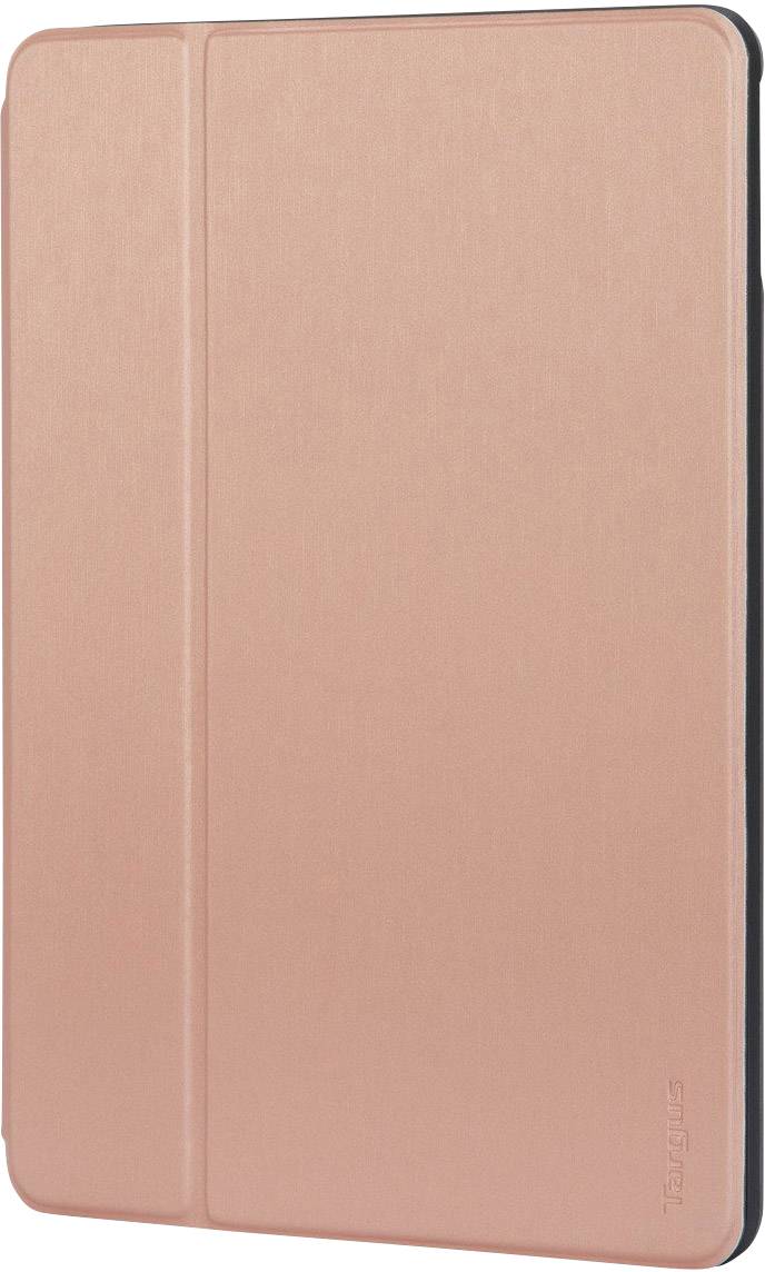 Ein roségoldenes Cover für ein Tablet, geschlossen, mit schlichtem Design und glatter Oberfläche.