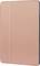 Ein roségoldenes Cover für ein Tablet, geschlossen, mit schlichtem Design und glatter Oberfläche.