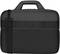 Eine schwarze Laptoptasche mit Tragegriff und abnehmbarem Schultergurt.