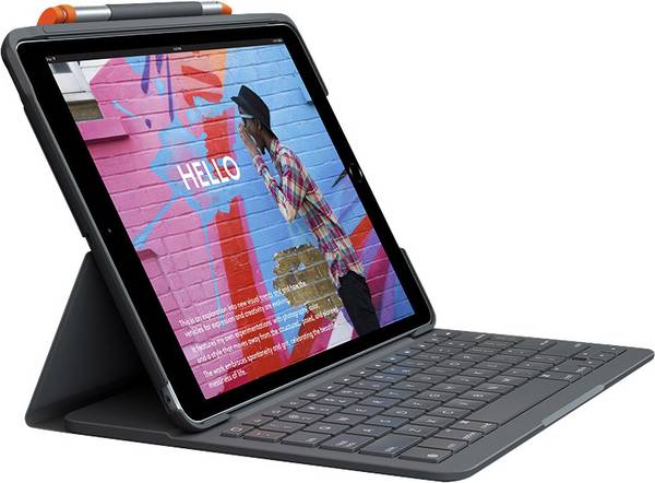 Logitech Slim Folio Tablet-Tastatur mit Hülle Passend für Marke (Tablet): Apple iPad (7. Generation), iPad (8. Generation), iPad (9. Generation)