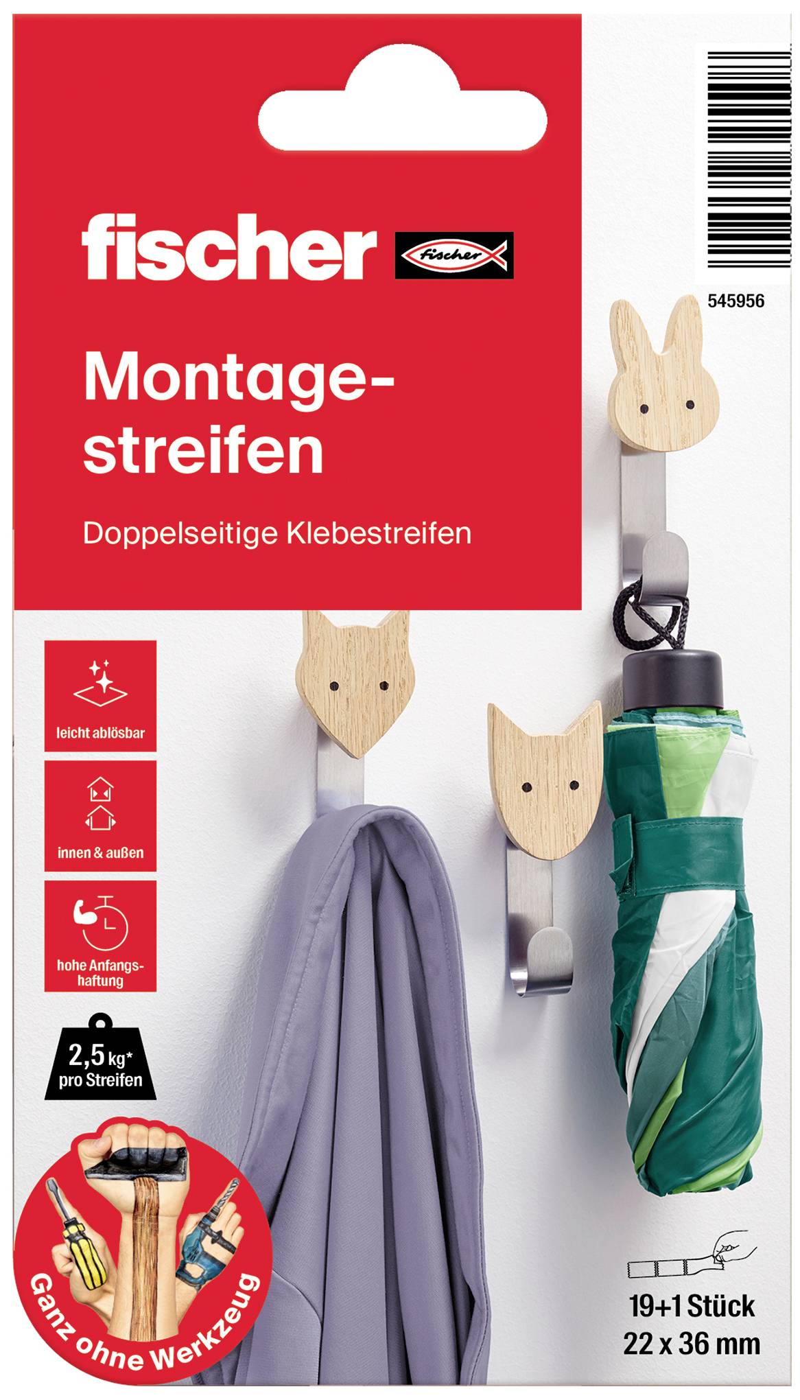 Fischer 545956 Doppelseitige Klebepads 19 St.