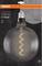 'Osram Vintage 1906 LED Big Globe', 5 Watt Glühbirne, E27 Sockel, Spiralfaden-Design auf schwarzem Hintergrund, abgebildet in Verpackung.