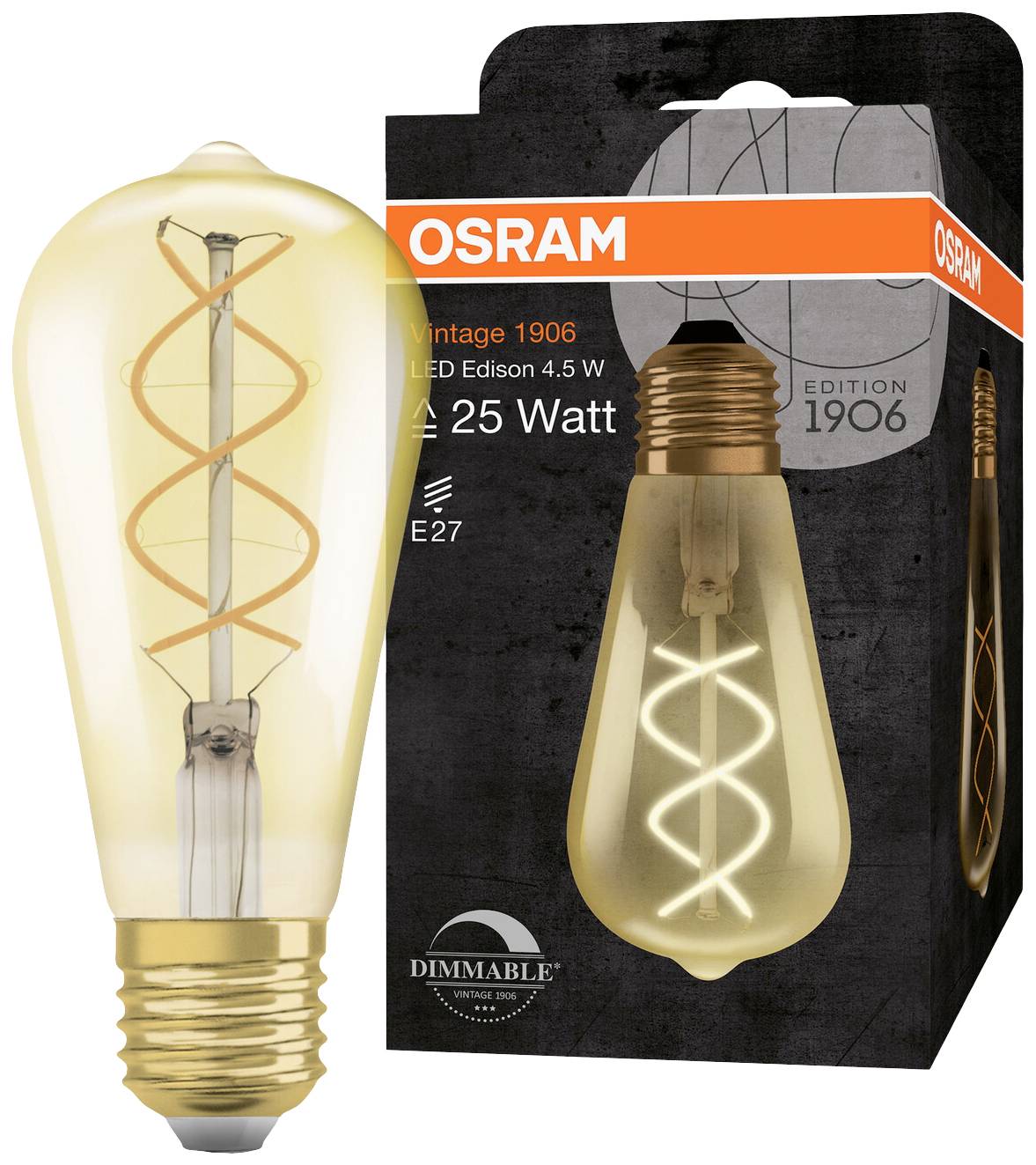 OSRAM 4058075269965 LED EEK G (A - G) E27 Ellipse 4 W = 28 W Warmweiß (Ø x L) 64.0 mm x 140.0 mm 1 St.-1