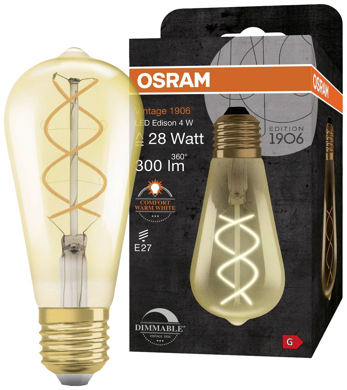 OSRAM 4058075269965 LED EEK G (A - G) E27 Ellipse 4 W = 28 W Warmweiß (Ø x L) 64.0 mm x 140.0 mm 1 St.-2