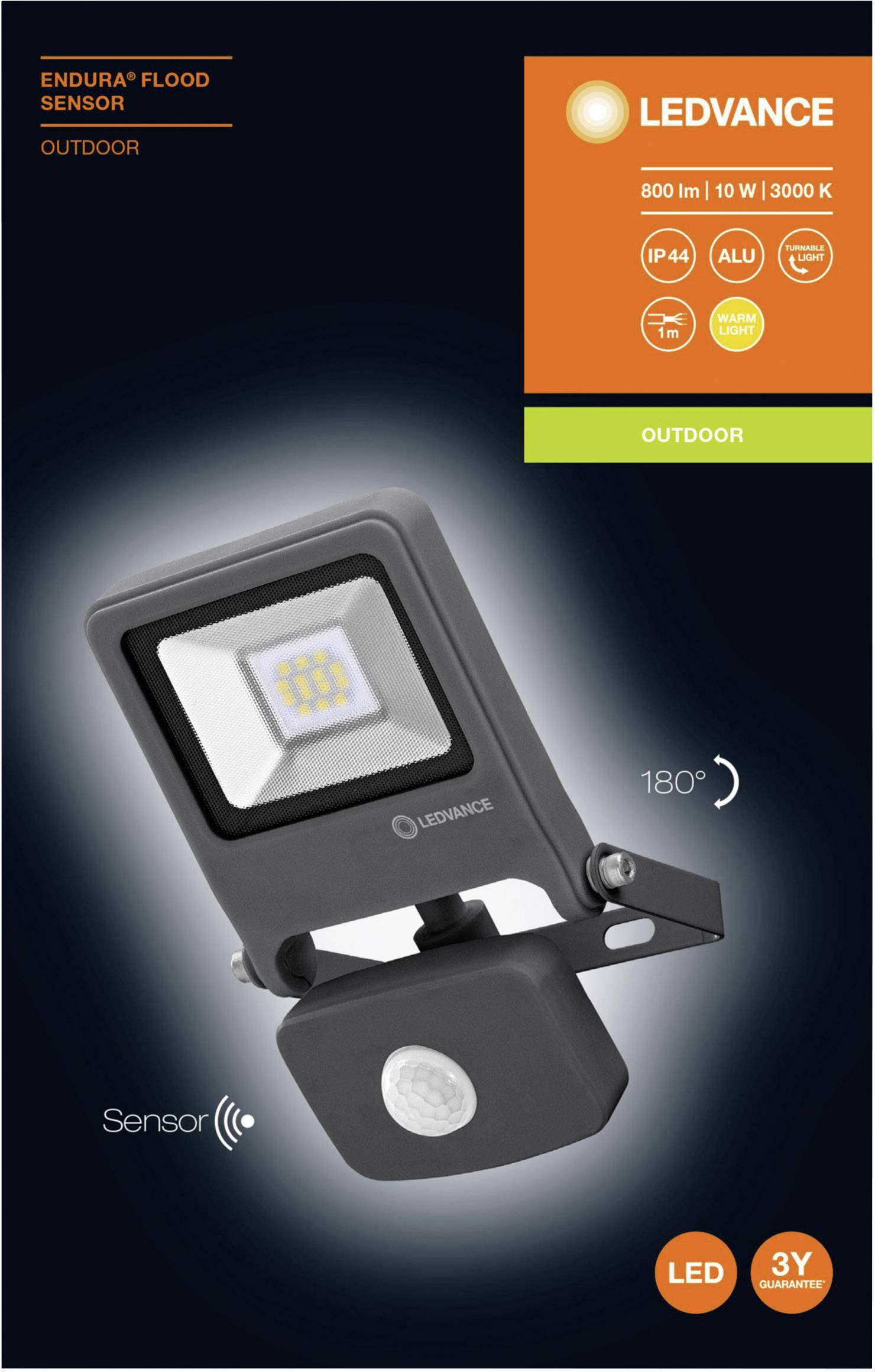 LEDVANCE ENDURA FLOOD Sensor 10W 830 Dark Grey 4058075292154 LED-Außenstrahler 10 W Warm-Weiß