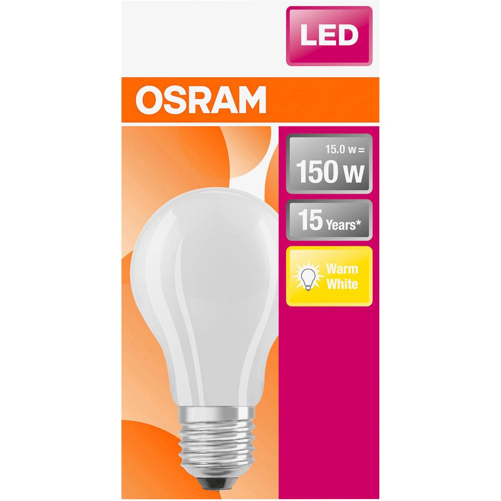 OSRAM LED-lamp Energielabel: A++ (A+++ G) E27 Peer 15 W Warmwit (Ã x l) 70.0 mm x 126.0 mm 1 stuk(s)
