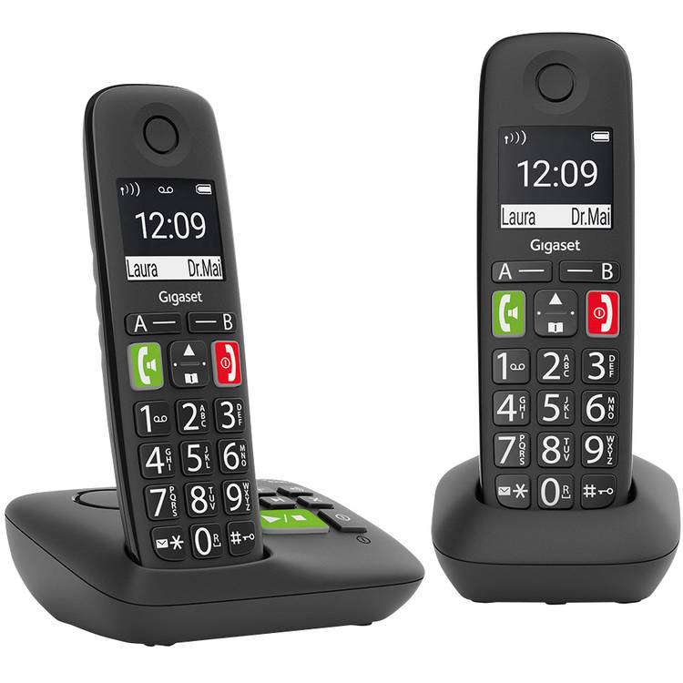 Gigaset E290A Duo mit Anrufbeantworter DECT Mobilteil Schwarz - Conrad Electronic Schweiz gigaset dect duo
