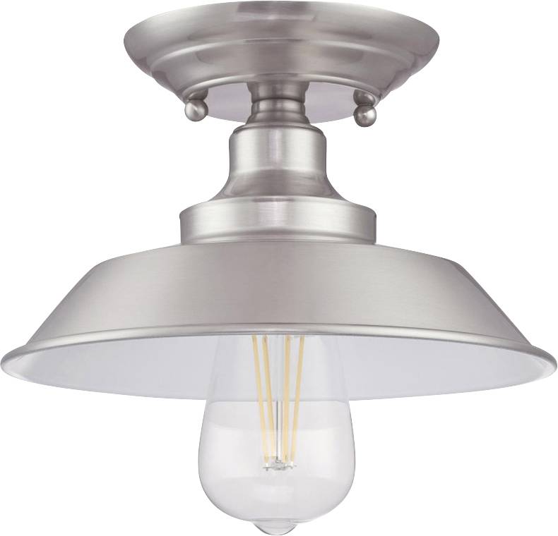 Metall-Deckenleuchte mit sichtbarer Glühbirne und klassischem Design, geeignet für den Innenbereich. Ideal zur Beleuchtung von Räumen.