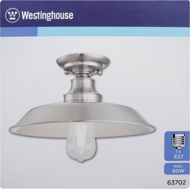 Industrielle Deckenleuchte von Westinghouse mit Vintage-Design, E27-Fassung, max. 60W. Modellnummer 63702.