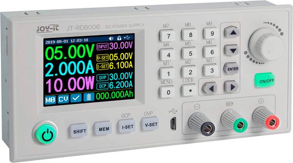 Joy-it RD6006 Labornetzgerät, einstellbar 0 - 60 V 0 mA - 6 A fernsteuerbar, programmierbar, schmale Bauform Anzahl Ausgänge 2 x