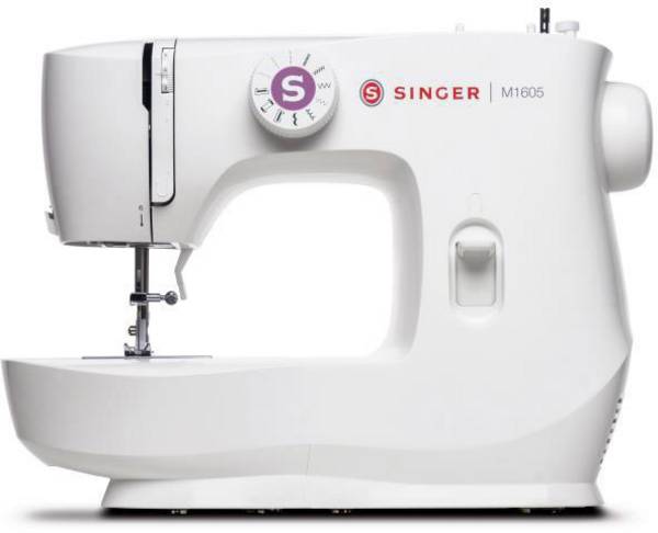 SINGER M1605, Weiß, Sägen, 4 Step, Drehregler, Elektro, Knopflochboden, Zipper foot