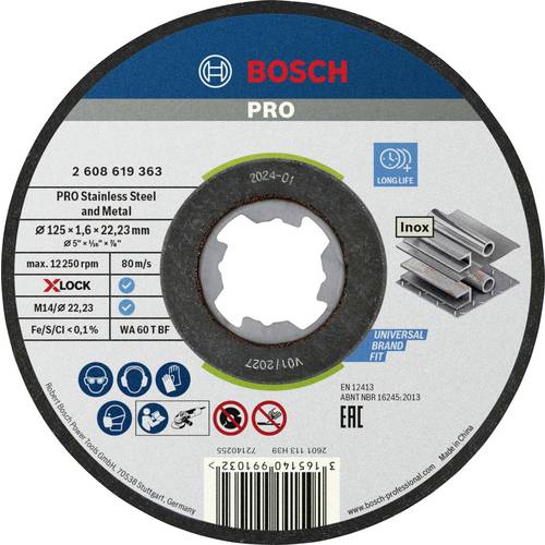 Bosch Accessories X-LOCK 2608619364 Trennscheibe gerade 125 mm 10 St. INOX