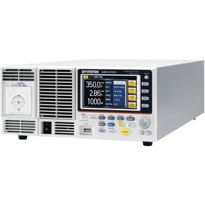 Ein programmierbares AC/DC-Netzgerät mit digitalem Display, zeigt Spannungs- und Stromwerte. Linker Bereich hat eine Steckdose.