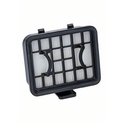 Ein quadratischer, schwarzer HEPA-Filter mit Gitterstruktur und zwei zentralen Griffen, geeignet für Staubsauger und Luftreiniger.