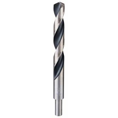 Metallbohrer aus Stahl mit spiralförmigen Schneiden, silberfarben und schwarz, geeignet für präzise Bohrarbeiten in festen Materialien.