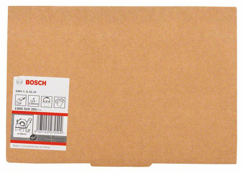 Ein brauner Karton mit Bosch-Logo und Etikett, das Produktdetails und Kompatibilitäten für Schleifscheiben anzeigt.