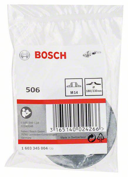 'Bosch Trennscheibe, 180/230mm, M14, für Trennschleifer. Verpackung zeigt Strichcode und Herstellungsland: Schweiz.'