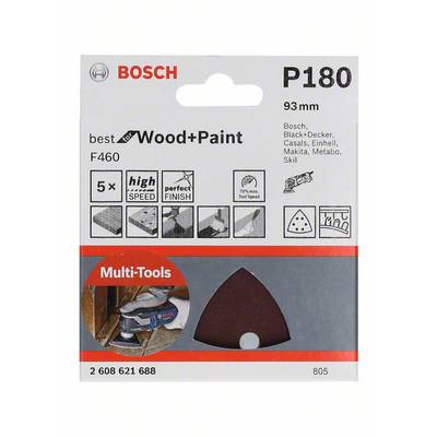Schleifpapier-Blatt von Bosch, P180 Körnung. 5er-Pack. Geeignet für Holz- und Lackarbeiten. Passend für mehrere Marken von Multitools.