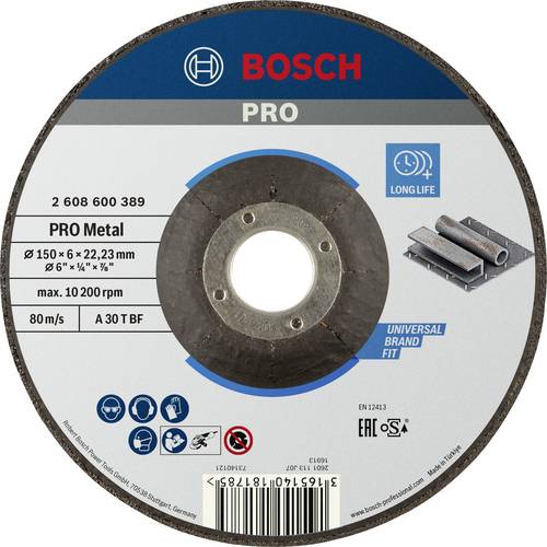 Bosch Accessories 2608600389 2608600389 Schruppscheibe gekröpft Durchmesser 150 mm Bohrungs-Ø 22.23 mm 1 St.