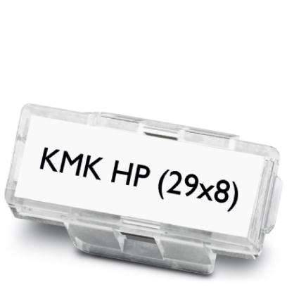 Etikettenhalter mit der Beschriftung 'KMK HP (29x8)', rechteckig, transparent, für die Organisation und Identifikation von Inhalten.