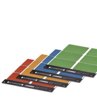 Farbspektrum-Diagramm mit verschiedenen Farbproben in Rot, Orange, Grün und Blau. Jede Probe trägt eine eigene Kodierung.