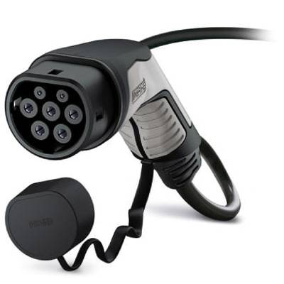 Elektrischer Ladestecker für Fahrzeuge, mit abnehmbarem Schutzdeckel, schwarzes Kabel. Hauptkomponente zum Laden von E-Fahrzeugen.
