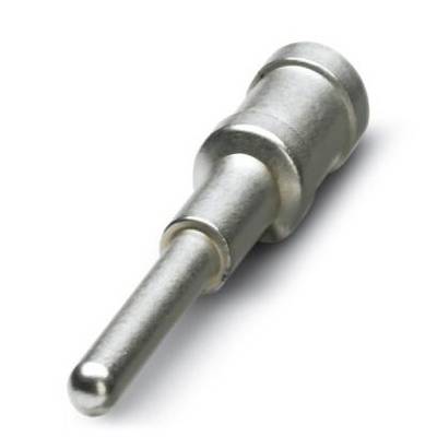 Ein silberner metallischer Stiftkontakt, der in elektrischen Steckverbindern verwendet wird.