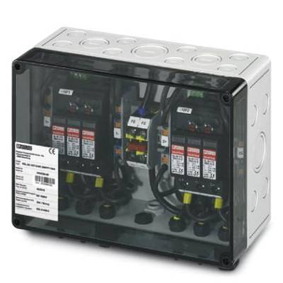 Elektrischer Schaltschrank mit transparentem Deckel, zeigt interne Verkabelung und Schalter, geeignet für industrielle Anwendungen.