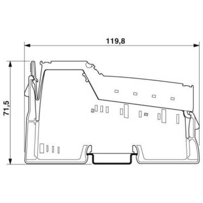 Technische Zeichnung eines Profils mit den Maßen 119,8 mm Breite und 71,5 mm Höhe.