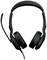 Schwarzes Headset mit Mikrofon, Ohrpolstern und Kopfbügel. Geeignet für Anrufe oder Musikhören.