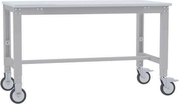 Manuflex AU7347.9006  Arbeitstisch UNIVERSAL Spezial mobil mit Kunststoffplatte, BxTxH = 1500 x 600 x 752-972 mm  Alusilber