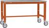 Manuflex AU7304.2001 Arbeitstisch UNIVERSAL Spezial mobil mit Blechbelagplatte, BxTxH = 1000 x 600 x 752-972 mm Rotorange (RAL 2001)