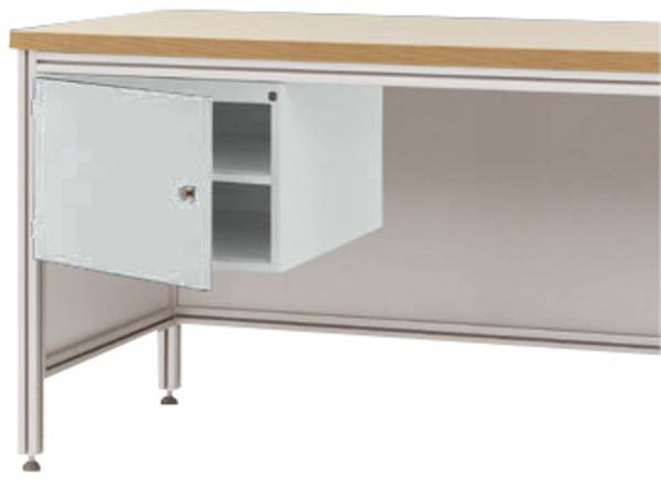 Manuflex ZB4730.7035  Gehäuse-Unterbau für ALU-Arbeitstische, Nutzhöhe 300 mm mit Türanschlag rechts, für Tischtiefe 600 mm