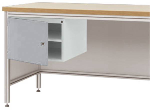 Manuflex ZB4730.9006 Gehäuse-Unterbau für ALU-Arbeitstische, Nutzhöhe 300 mm mit Türanschlag rechts, für Tischtiefe 600 mm