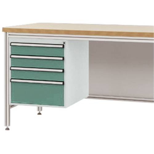 Manuflex ZB4822.0001 Gehäuse-Unterbau für ALU-Arbeitstische, Nutzhöhe 500 mm mit 4 Schubfächern, für Tischtiefe 800 mm