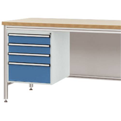 Manuflex ZB4825.0002 Gehäuse-Unterbau für ALU-Arbeitstische, Nutzhöhe 500 mm mit 4 Schubfächern, für Tischtiefe 600 mm