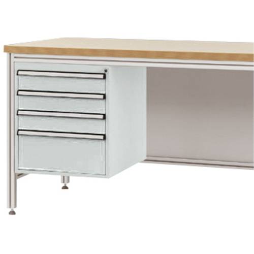 Manuflex ZB4822.7035 Gehäuse-Unterbau für ALU-Arbeitstische, Nutzhöhe 500 mm mit 4 Schubfächern, für Tischtiefe 800 mm