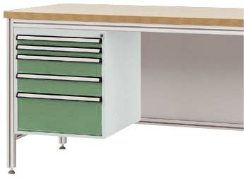 Manuflex ZB4875.6011 Gehäuse-Unterbau für ALU-Arbeitstische, Nutzhöhe 500 mm mit 5 Schubfächern, für Tischtiefe 600 mm