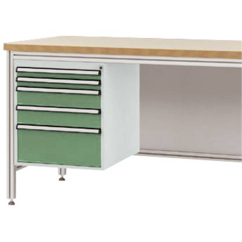 Manuflex ZB4875.6011 Gehäuse-Unterbau für ALU-Arbeitstische, Nutzhöhe 500 mm mit 5 Schubfächern, für Tischtiefe 600 mm