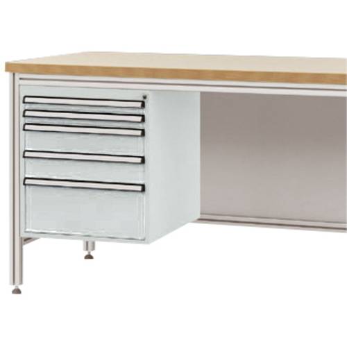 Thumbnail - Manuflex ZB4872.7035 Gehäuse-Unterbau für ALU-Arbeitstische, Nutzhöhe 500 mm mit 5 Schubfächern, für Tischtiefe 800 mm