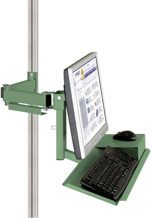 Manuflex LZ8200.6011 ESD Standard ESD-Monitorträger für Alu-Aufbauportale mit Tastatur- und Mausfläche, VESA-Adapter 75 mm