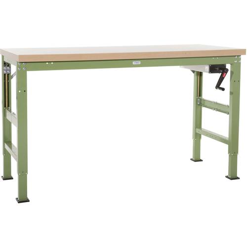 Manuflex WP8001.0001 Grundwerkbank PROFI Ergo K mit nickelgrauer Linoleumplatte, BxTxH = 1250 x 700 x 740-1040 mm