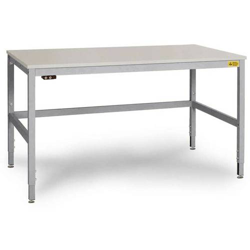 Thumbnail - Manuflex LC3053.9006 ESD ESD-Arbeitstisch CANTOLAB Spezial mit Kautschukplatte, BxTxH = 1500 x 800 x 752-952 mm Alusilbe...