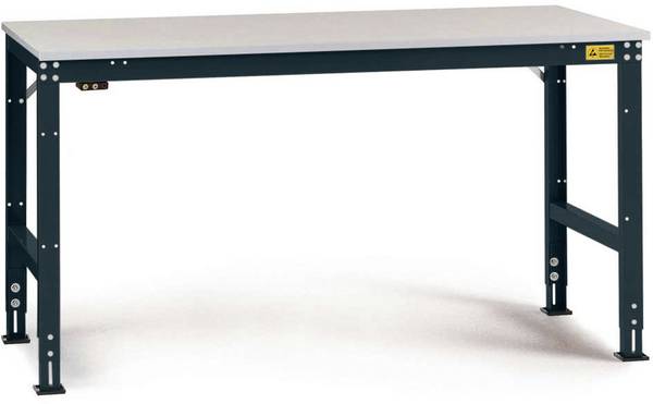Manuflex LU4136.7016 ESD ESD-Arbeitstisch UNIVERSAL Standard Grundtisch mit Kunststoffplatte, BxTxH = 2000 x 1200 x 766-876 mm  Anthrazit