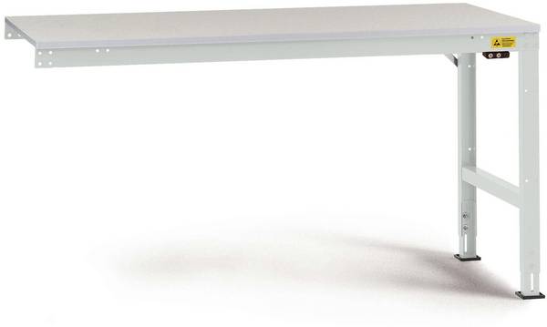 Manuflex LU6126.7035 ESD ESD-Arbeitstisch UNIVERSAL Standard Anbautisch mit Kunststoffplatte, BxTxH = 2000 x 1000 x 766-876 mm  Lichtgrau (RAL 7035)