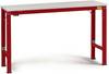 Manuflex LU7103.3003 ESD ESD-Arbeitstisch UNIVERSAL Spezial Grundtisch mit Kautschukplatte, BxTxH = 1750 x 1200 x 722-1022 mm Rubin-Rot
