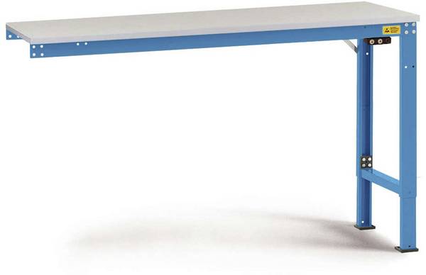 Manuflex LU8063.5012 ESD ESD-Arbeitstisch UNIVERSAL Spezial Anbautisch mit Kautschukplatte, BxTxH = 1500 x 1000 x 722-1022 mm Licht-Blau (RAL 5012)