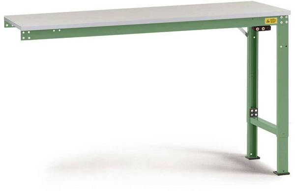 Manuflex LU8106.6011 ESD ESD-Arbeitstisch UNIVERSAL Spezial Anbautisch mit Kunststoffplatte, BxTxH = 1750 x 1200 x 728-1028 mm Resedagrün (RAL 6011)