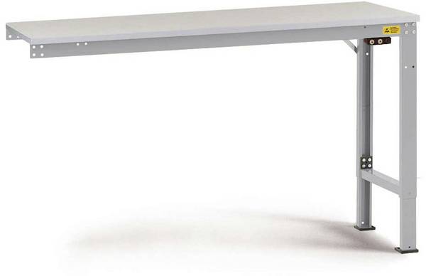 Manuflex LU8063.9006 ESD ESD-Arbeitstisch UNIVERSAL Spezial Anbautisch mit Kautschukplatte, BxTxH = 1500 x 1000 x 722-1022 mm Alusilber