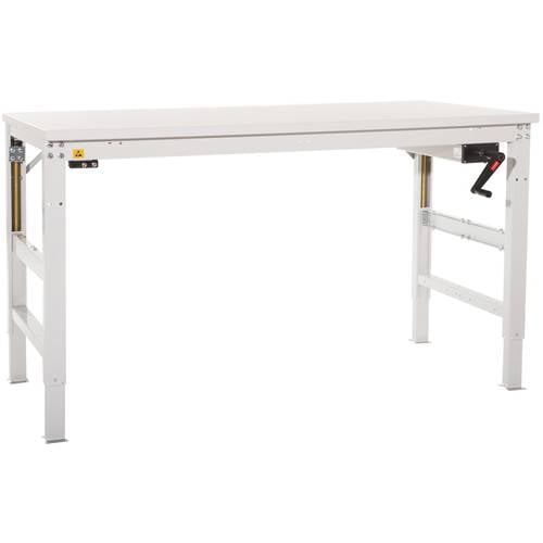 Thumbnail - Manuflex LU9053.7016 ESD ESD-Arbeitstisch UNIVERSAL ERGO K mit Kautschukplatte, BxTxH = 1500 x 800 x 722-1012 mm Anthraz...